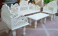 White marble stone sofa set for house use